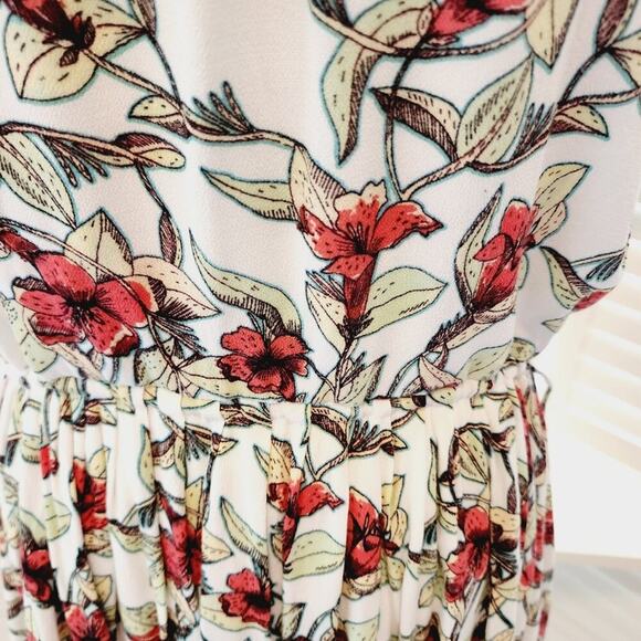 FREE PEOPLE DEAR YOU BACK LESS RUFFLE FLORAL ORANGE GREEN SIZE MED - Picture 7 of 9